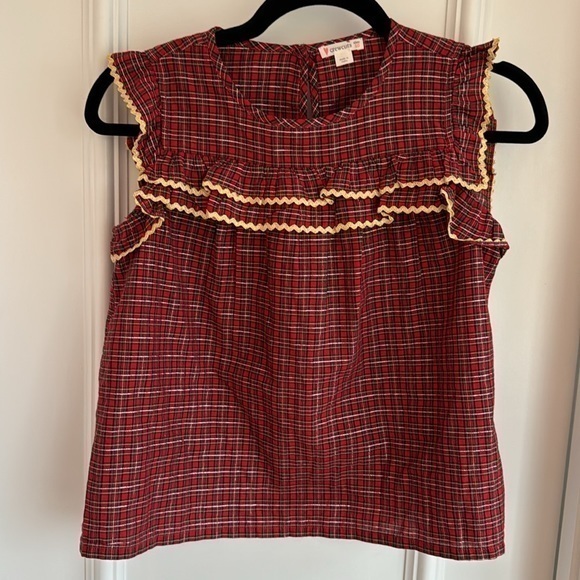 🎄EUC Crewcuts holiday Christmas plaid top - Size 10 - Picture 1 of 4